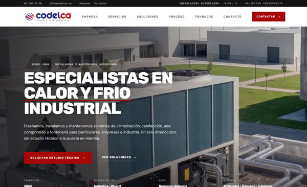 Web corporativa de CODELCA, empresa de climatizaci&oacute;n industrial, hecha por CORST Agency