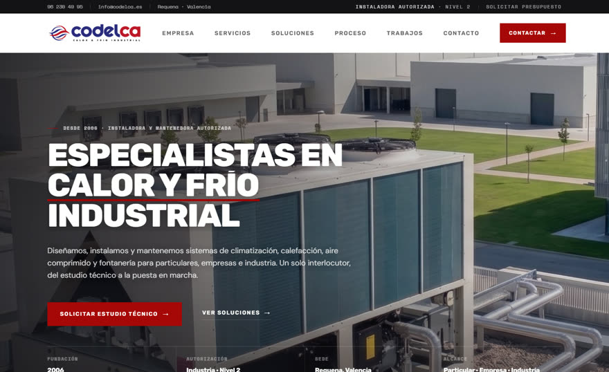 Web corporativa de CODELCA, empresa de climatizaci&oacute;n industrial, hecha por CORST Agency